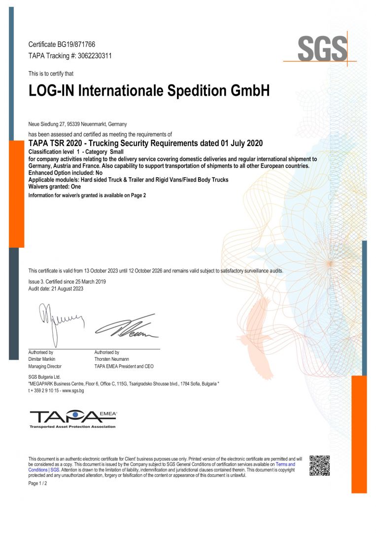 CERT LOG-IN TSR 2023 Certificate
